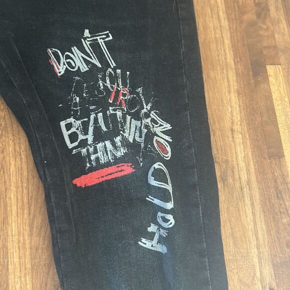 Zara Distressed Graffiti Jeans! Super cool Excellent condition! - Picture 4 of 11